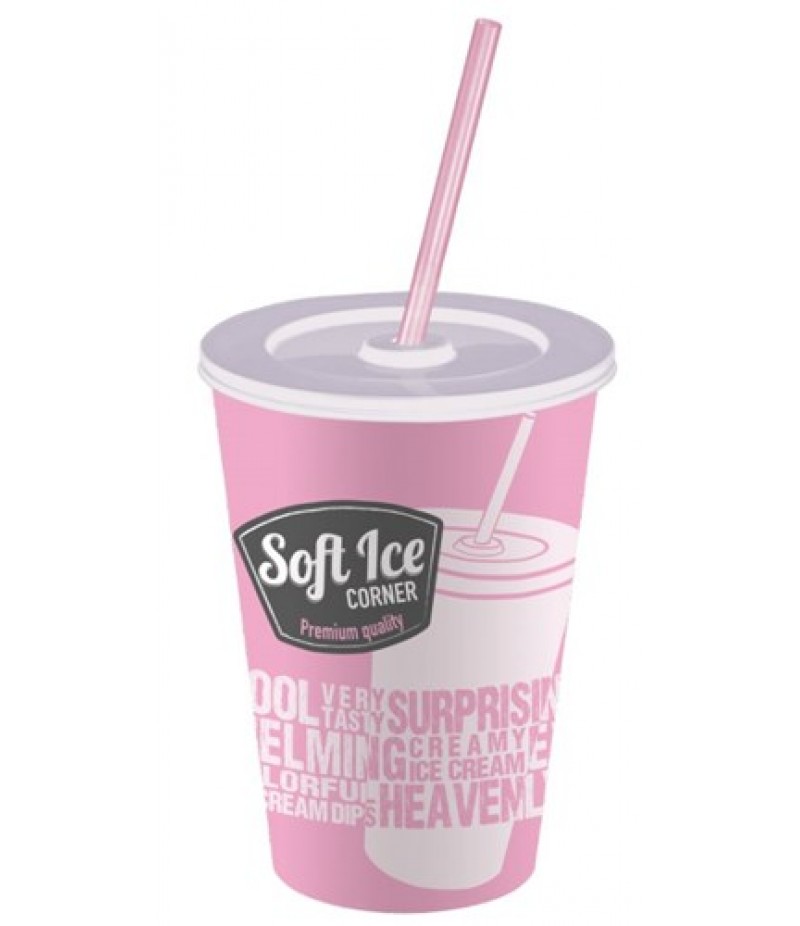 NIC Softice Corner Milkshakebeker Roze 400cc 20x50 Stuk SUP