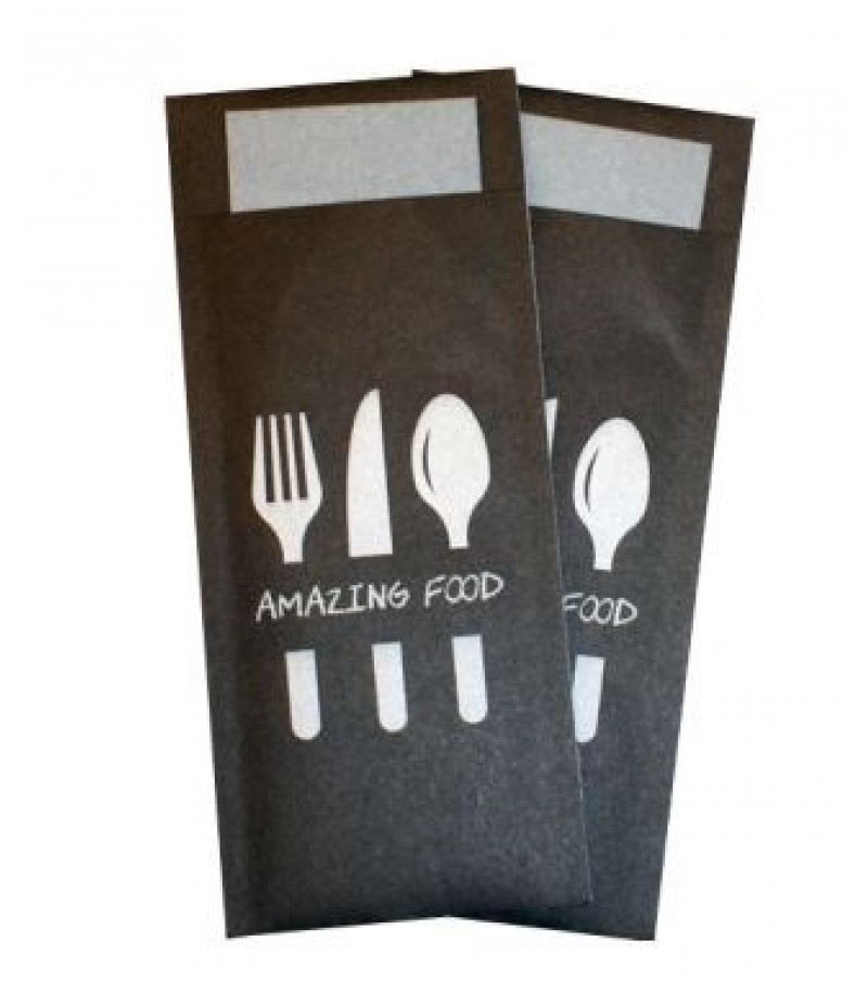 Bestekzakje Amazing Food Zwart/Grijs 500 St  incl AFH-SUP