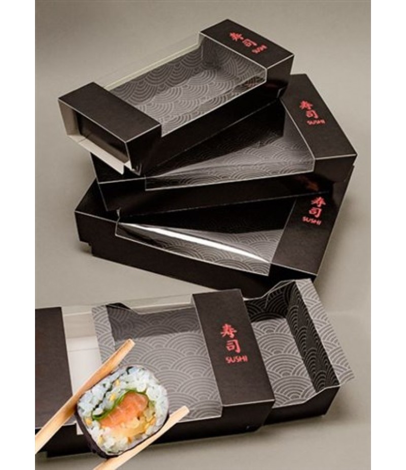 Sushi Doos Luxe Zwart Smal 220x90x50mm 100 Stuks