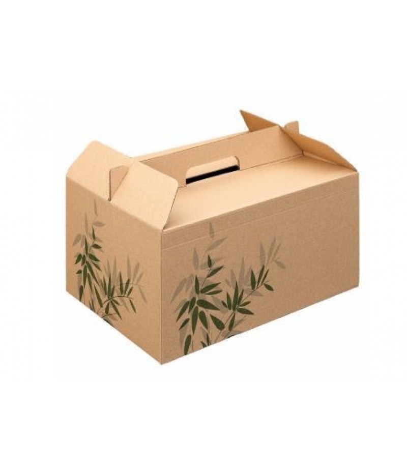 Take Away Box Met Handvat 28x20x15cm Bruin 100 Stuks (M)