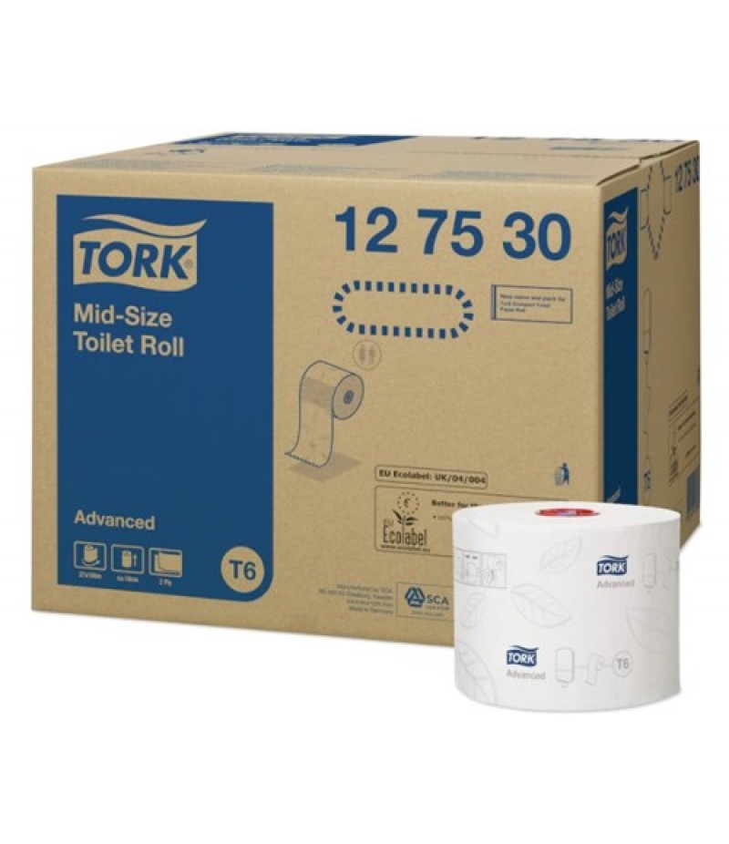 Toiletpapier TORK Met Huls Mid-Size Advanced T6 2-Lgs 27 Rol
