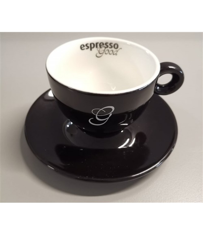 Espresso Good Cappuccino Kop 20cl Zwart/Wit (Excl. Schotel)