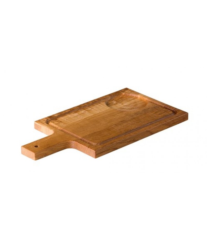 Houten plank voor soepkom met handvat 35 x 18 cm