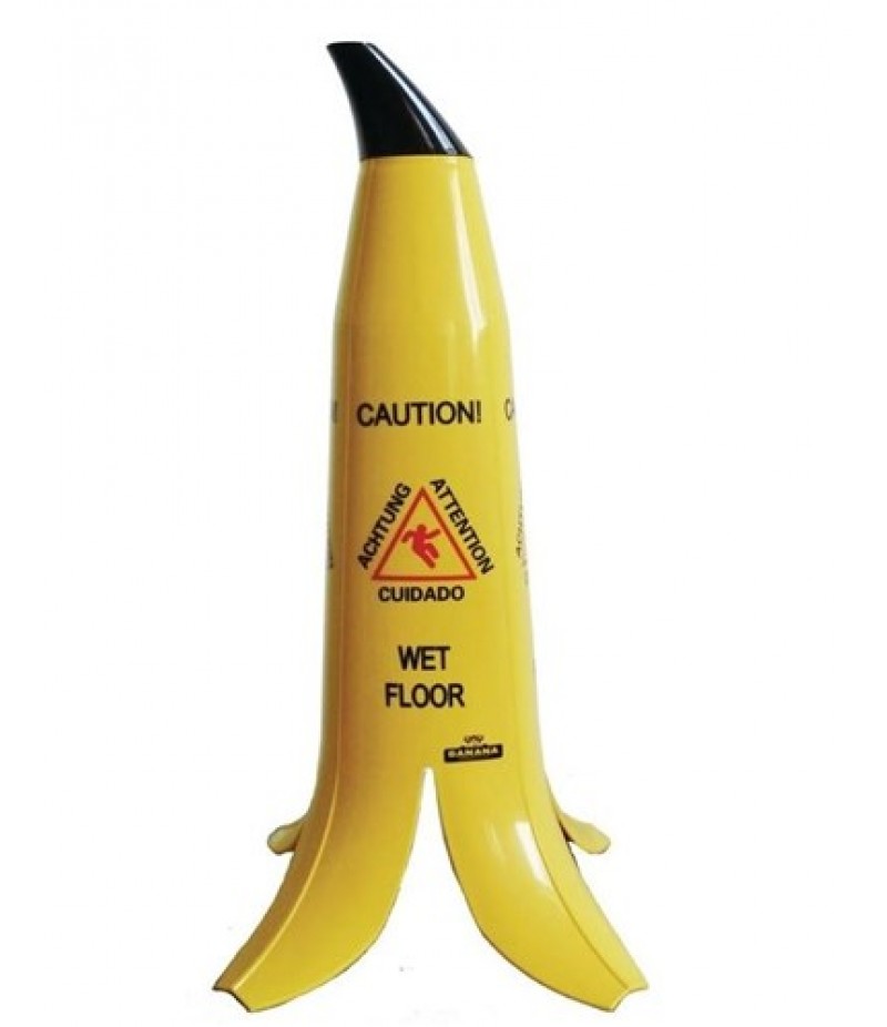 Waarschuwingsbord Bananenschil "Caution Wet Floor"