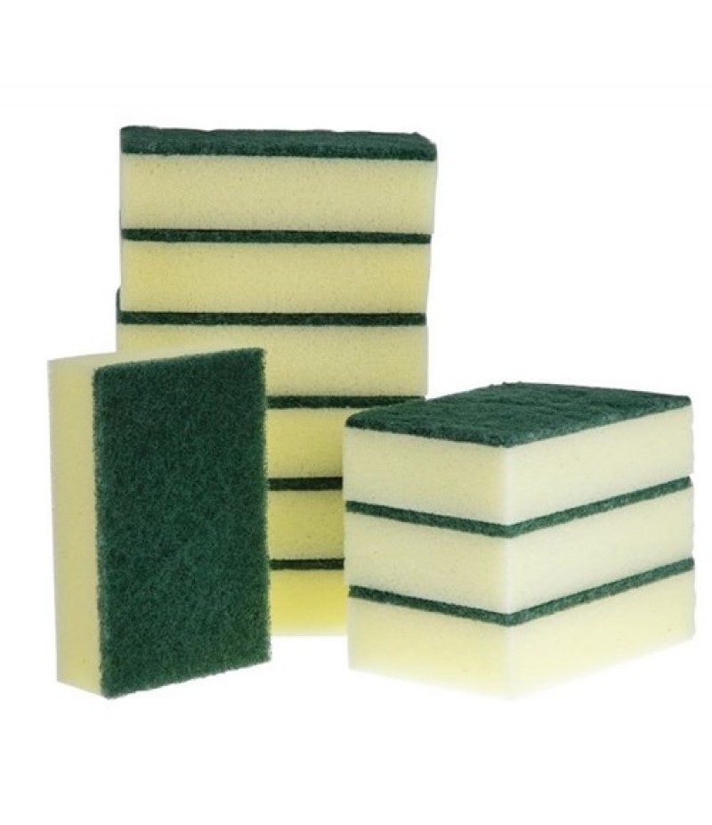 Schuurspons Zacht Geel/Groen 10x14,8cm Jantex 10 Stuks